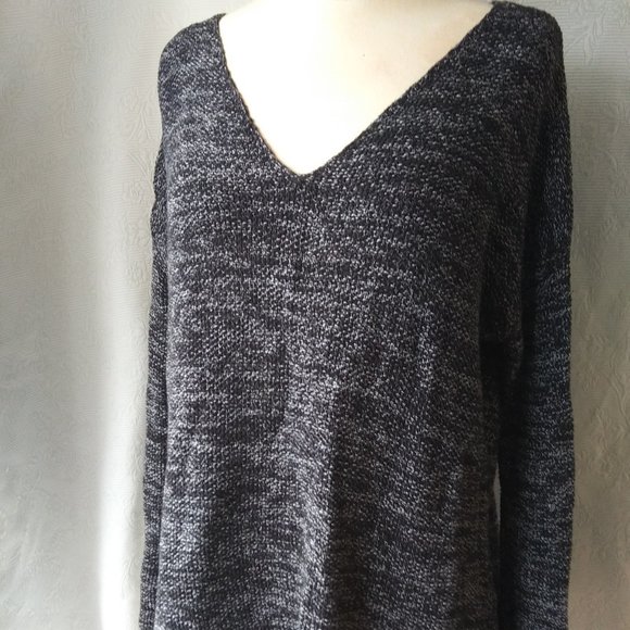 H&M | Black with White Cotton Tunic Sweater | M | Business Casual Classic - Picture 2 of 12